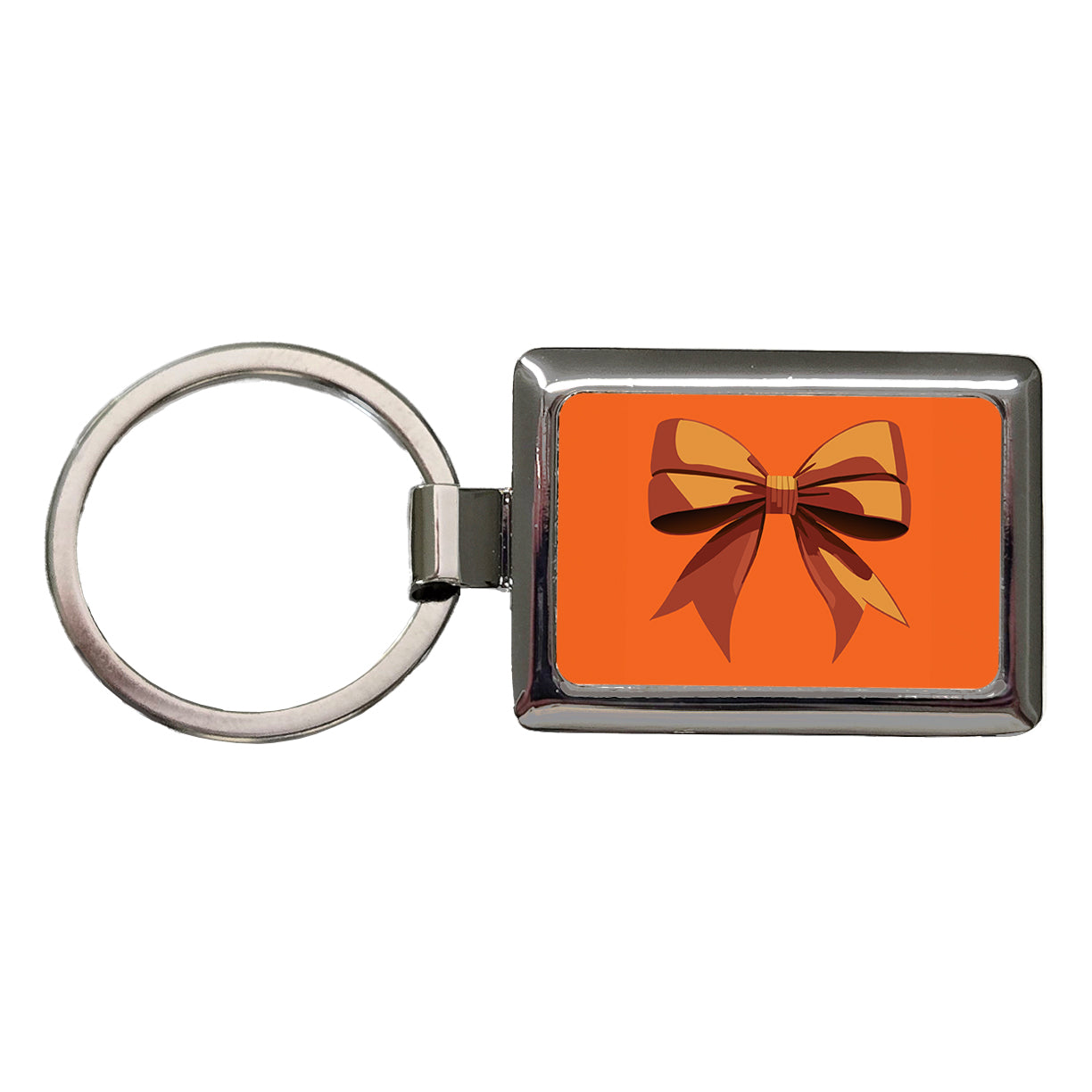 Bow Cheerleading Coquette Orange Rectangle Metal Keychain