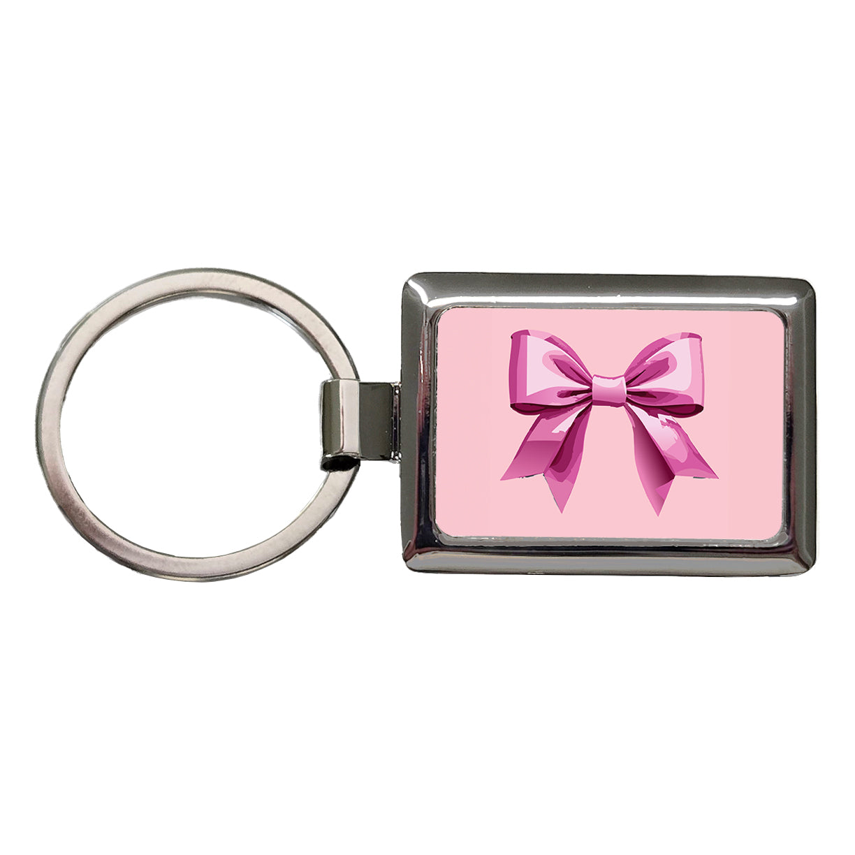 Bow Cheerleading Coquette Pink Rectangle Metal Keychain