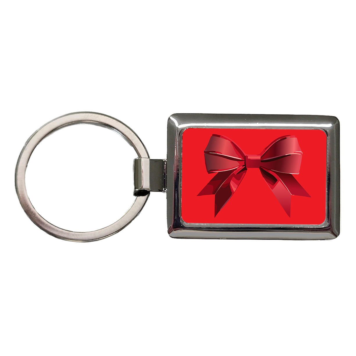 Bow Cheerleading Coquette Red Rectangle Metal Keychain