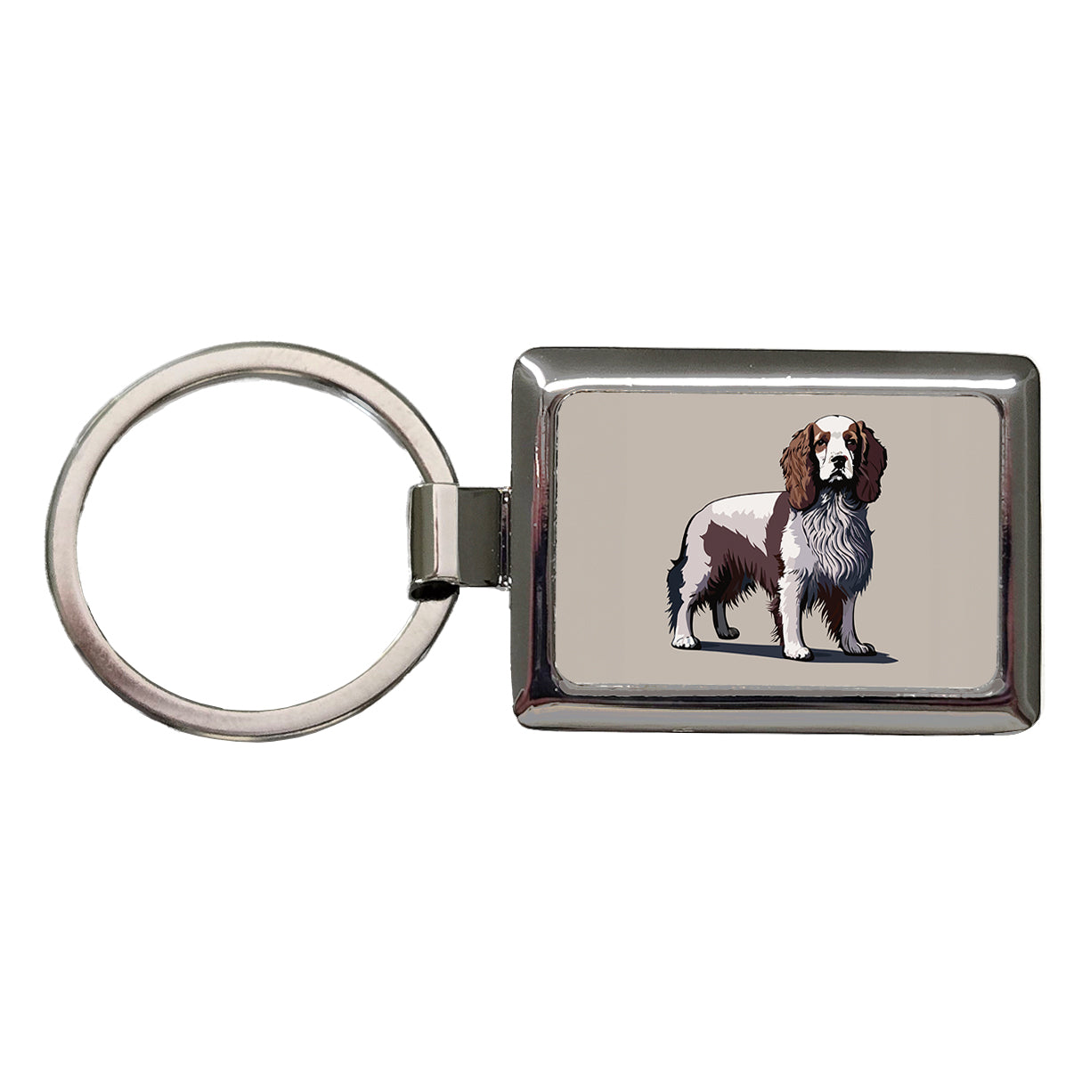 Brittany Spaniel Dog Standing Rectangle Metal Keychain