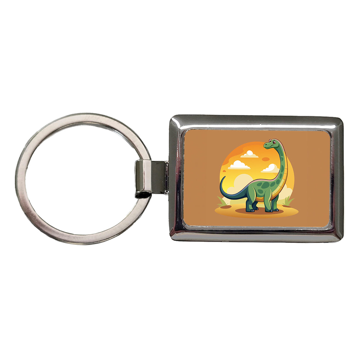 Brontosaurus Rectangle Metal Keychain