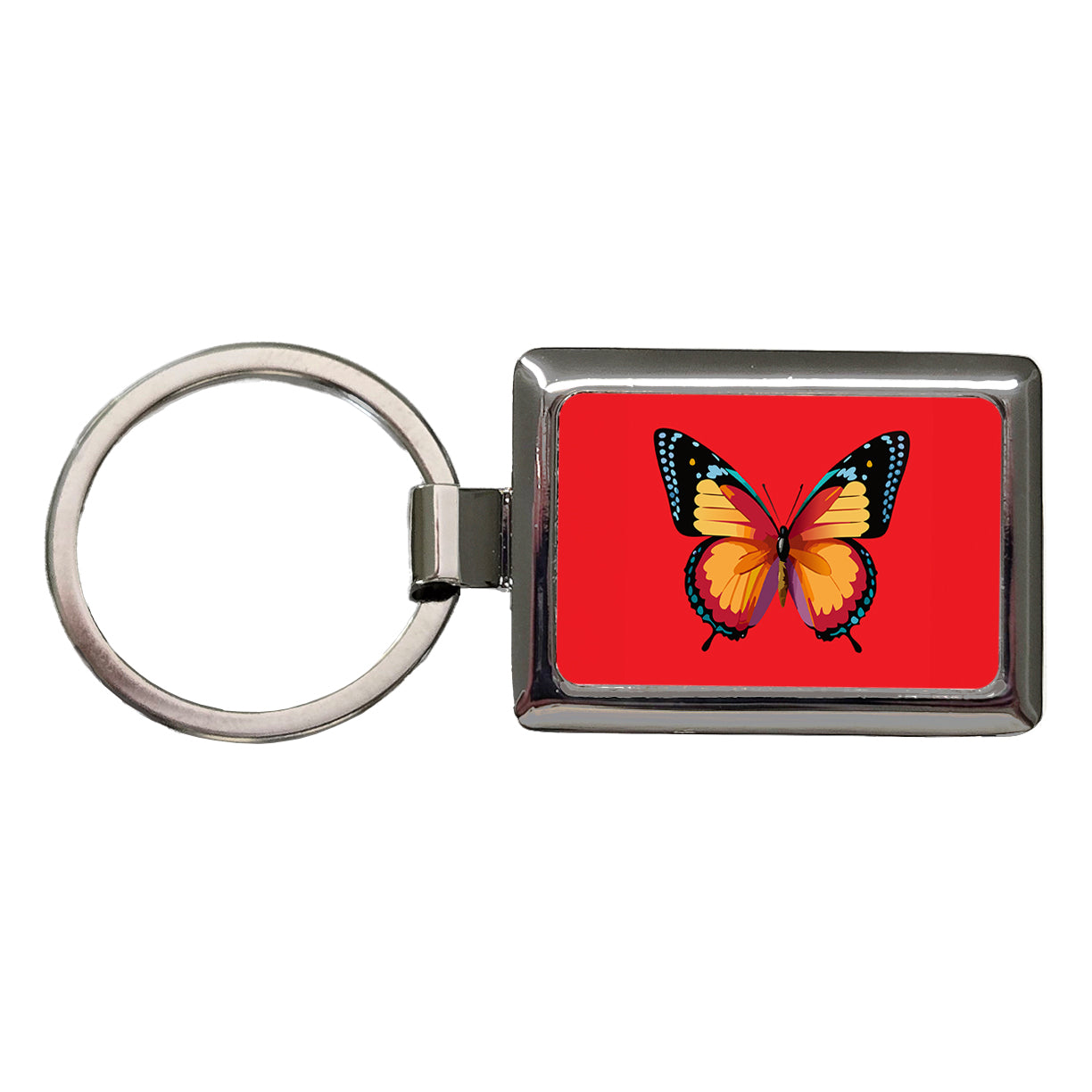 Butterfly Colorful Rectangle Metal Keychain