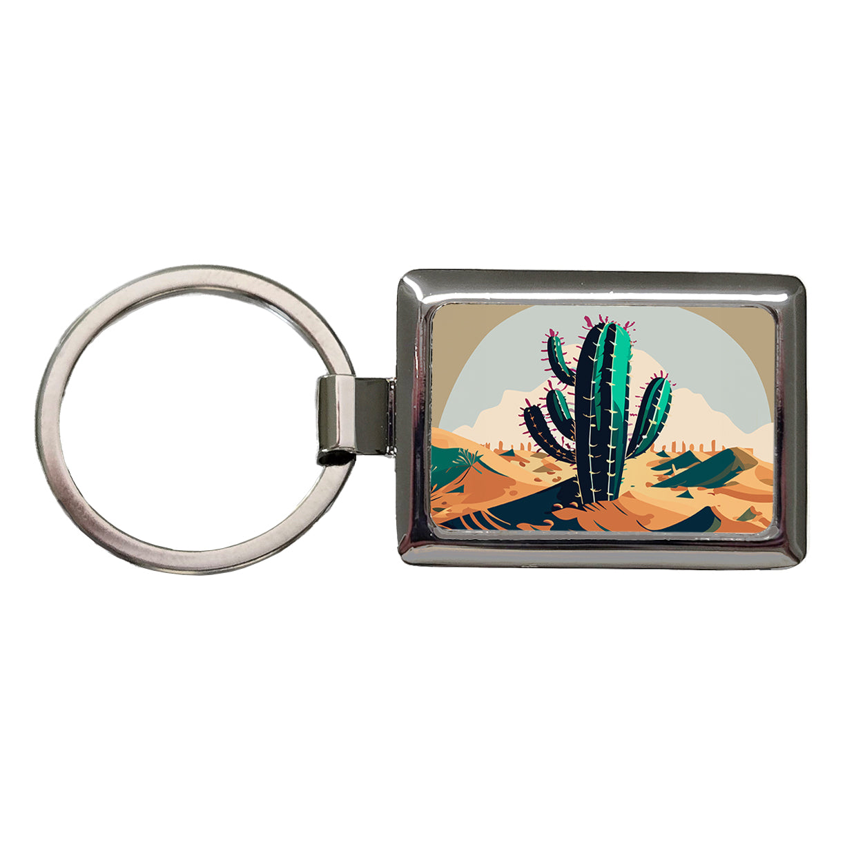 Cactus in the Desert Southwest Rectangle Metal Keychain