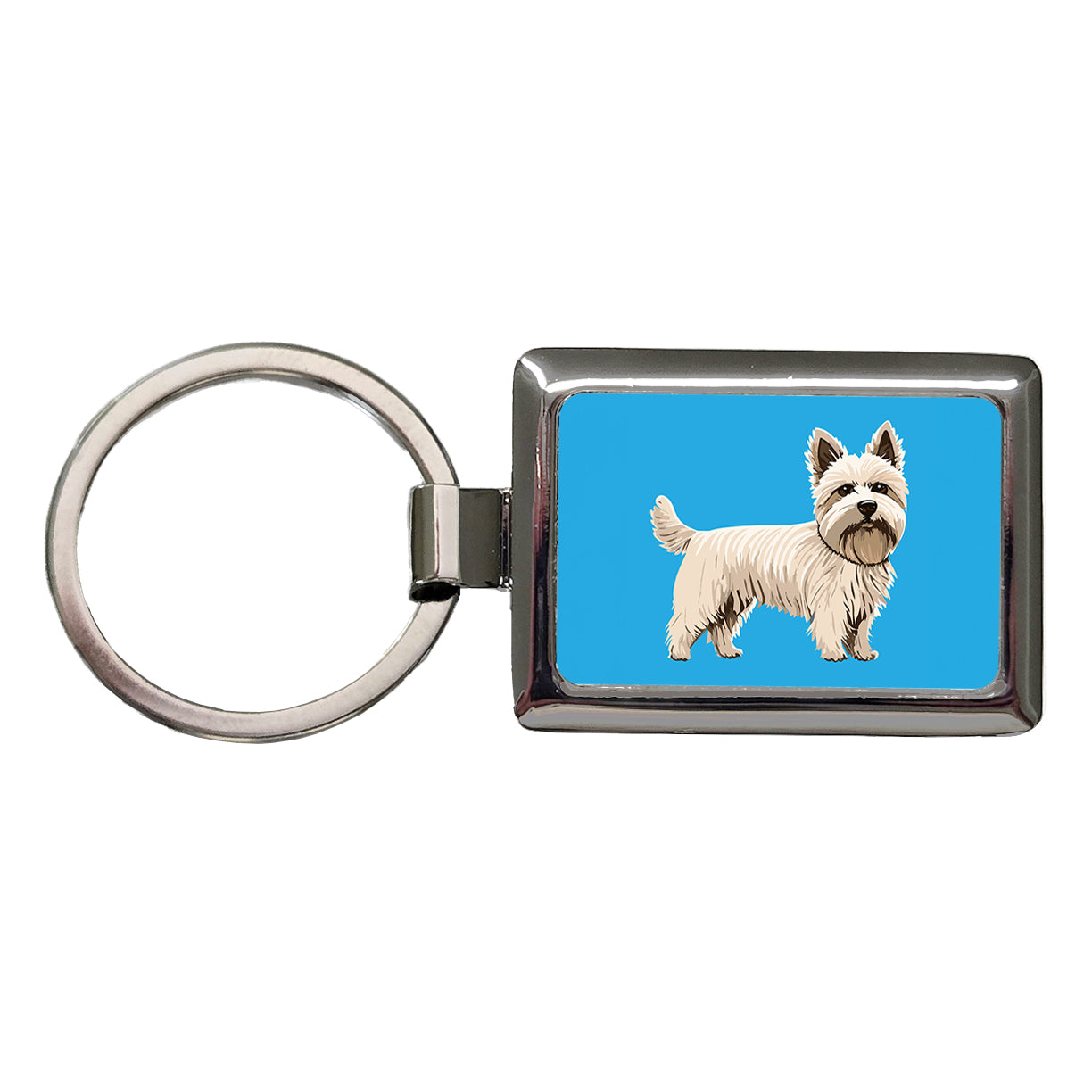Cairn Terrier Dog Standing Rectangle Metal Keychain