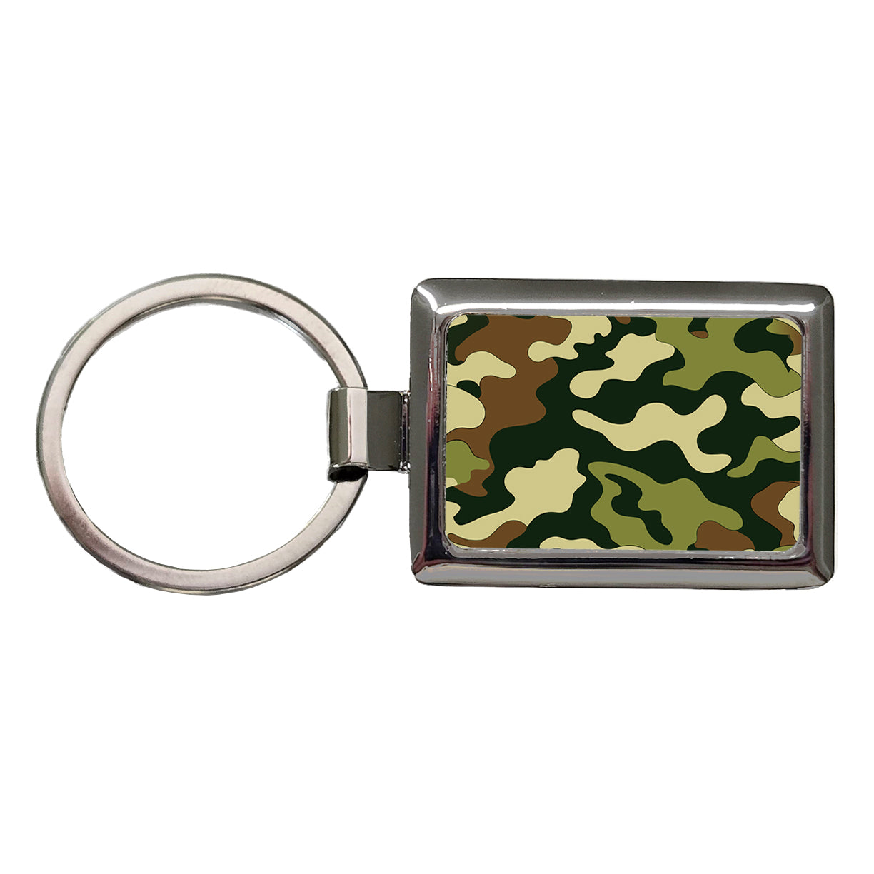 Camouflage Pattern Rectangle Metal Keychain