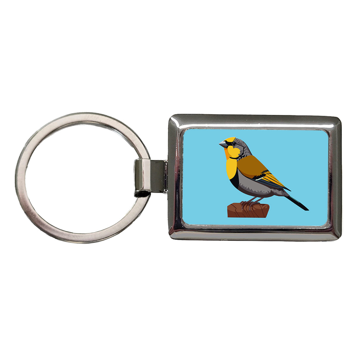 Canary Yellow Bird Rectangle Metal Keychain