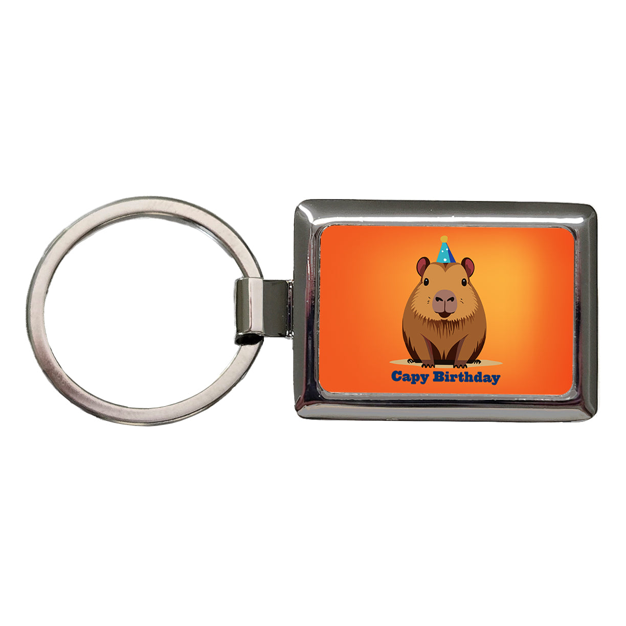 Capybara Happy Capy Birthday Funny Rectangle Metal Keychain