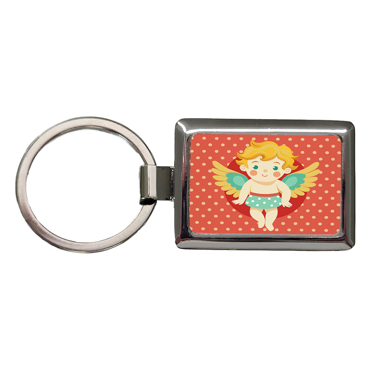 Cherub Cupid Cute Valentines Day Rectangle Metal Keychain
