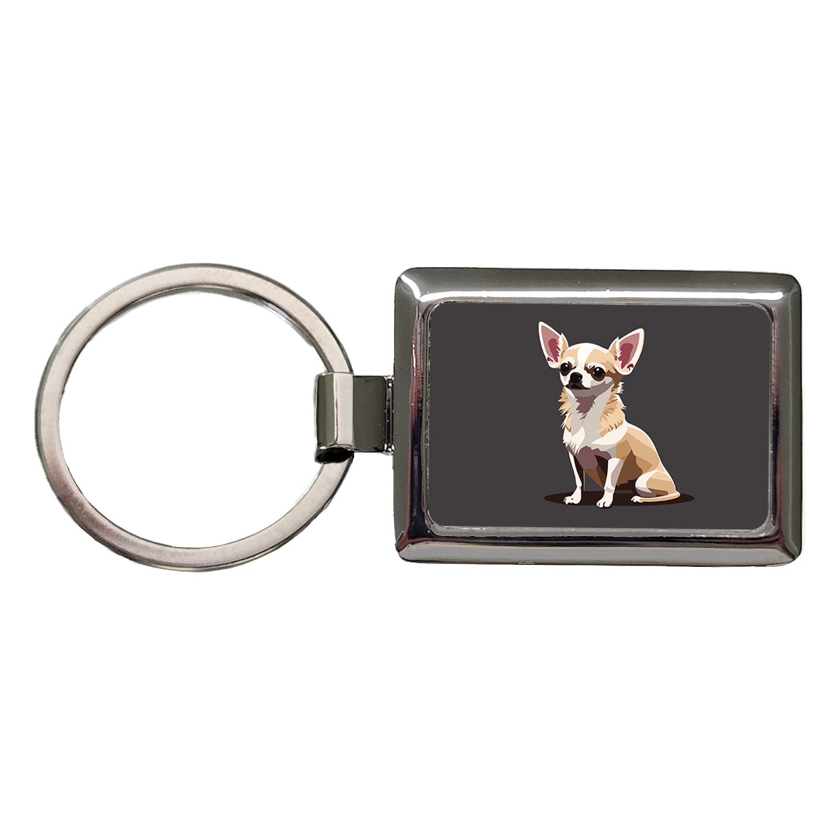 Chihuahua Dog Sitting Rectangle Metal Keychain