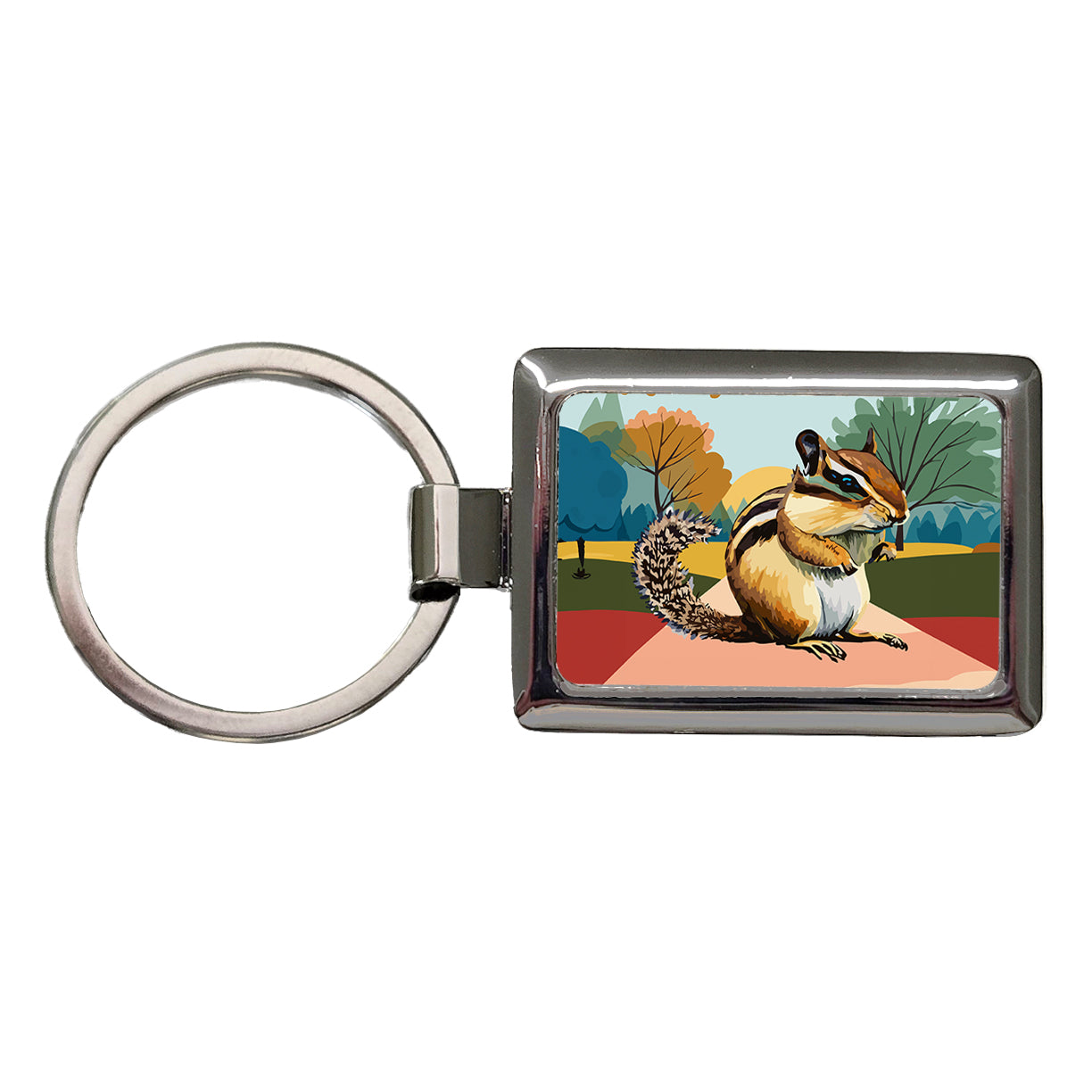 Chipmunk Watercolor Rectangle Metal Keychain