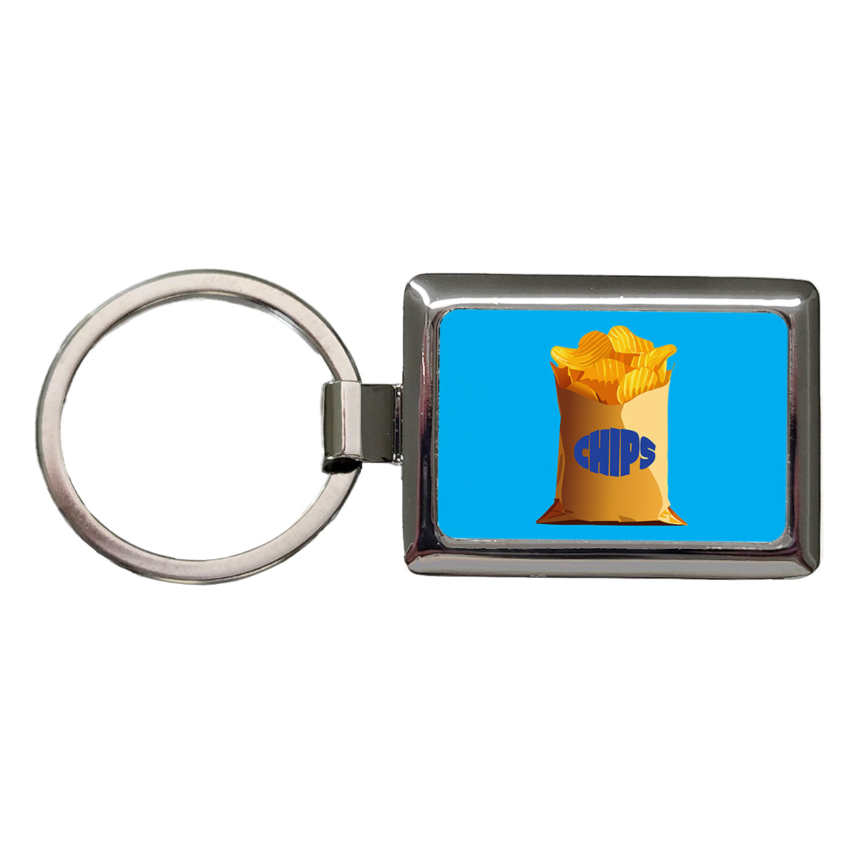 Chips Bag Snack Food Rectangle Metal Keychain