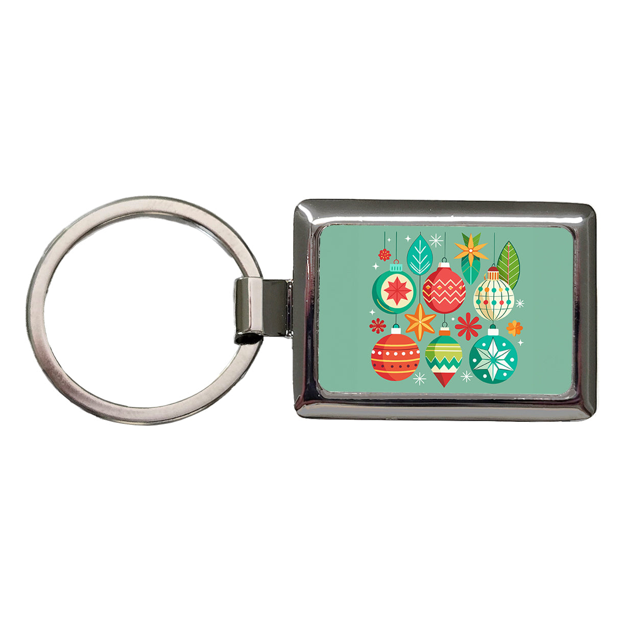 Christmas Ornaments Modern Rectangle Metal Keychain