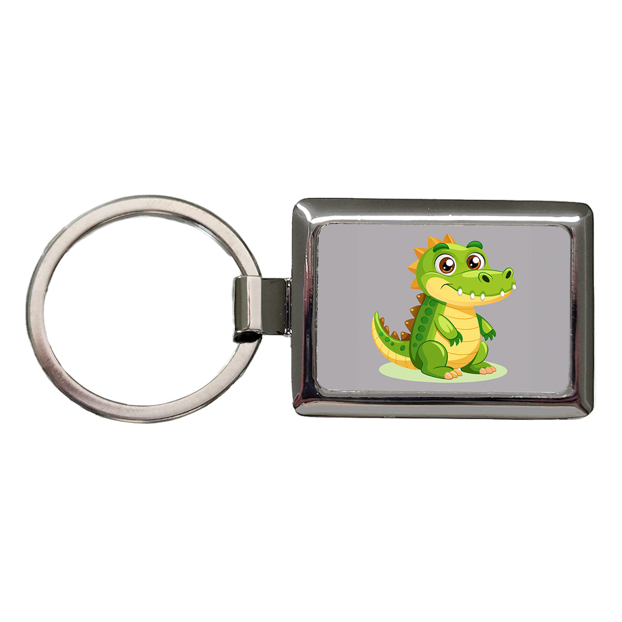 Crocodile Alligator Cute Rectangle Metal Keychain