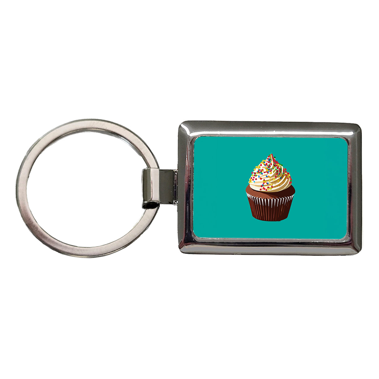 Cupcake with Sprinkles Birthday Celebration Rectangle Metal Keychain