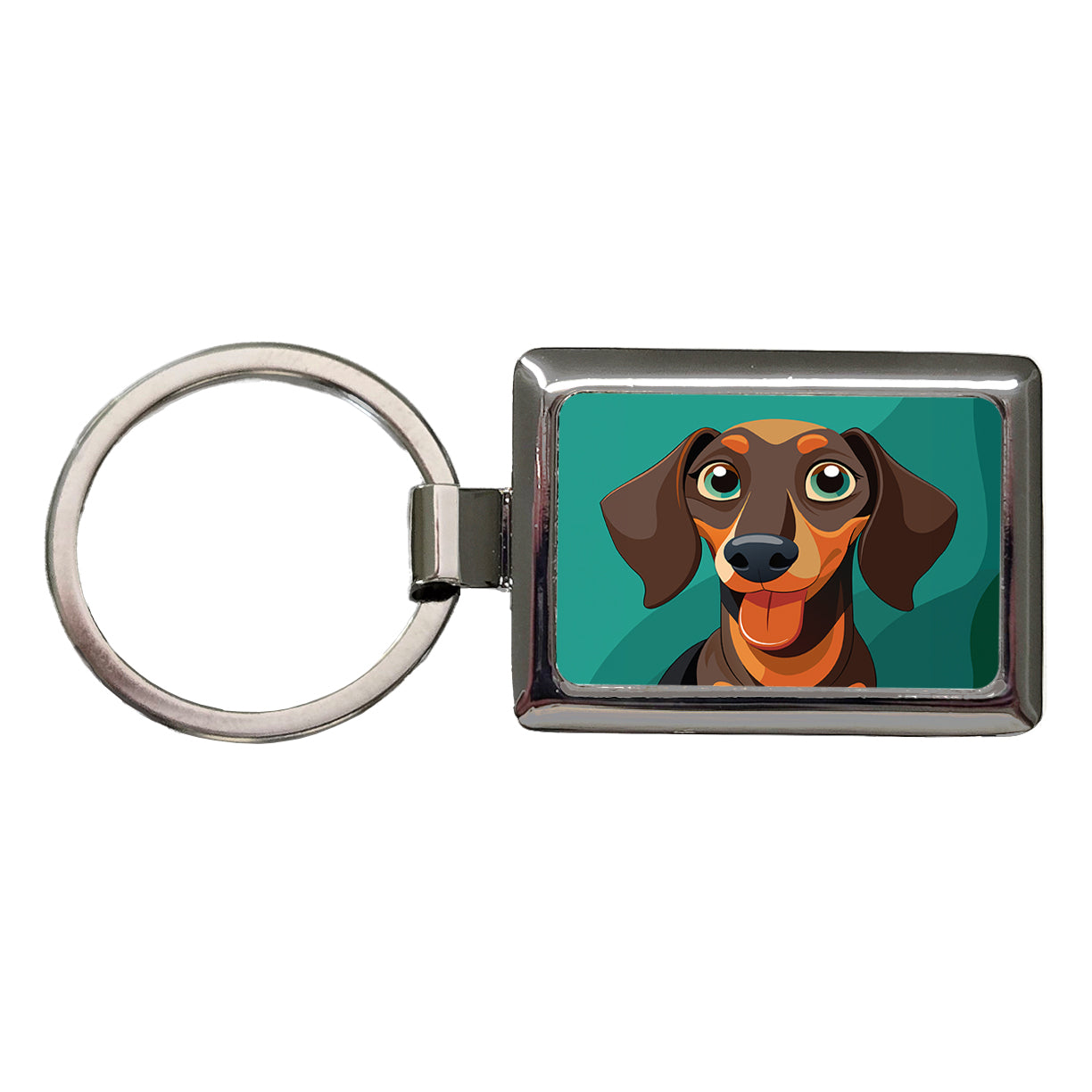 Dachshund Dog Sticking Out Tongue Funny Rectangle Metal Keychain