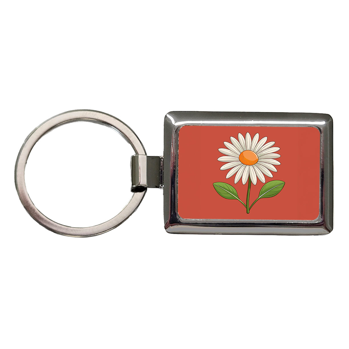 Daisy Flower Cute Rectangle Metal Keychain