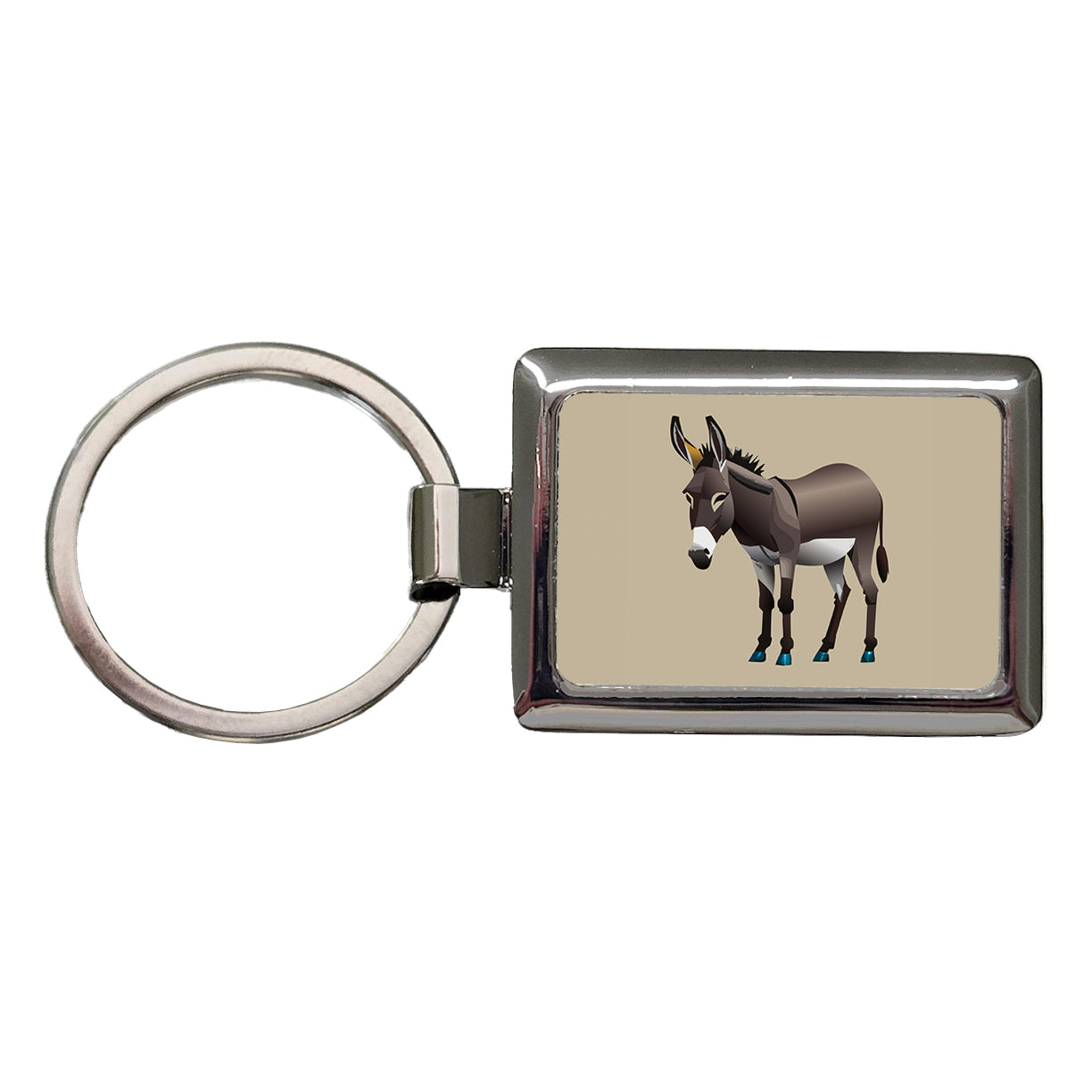 Donkey Standing Rectangle Metal Keychain