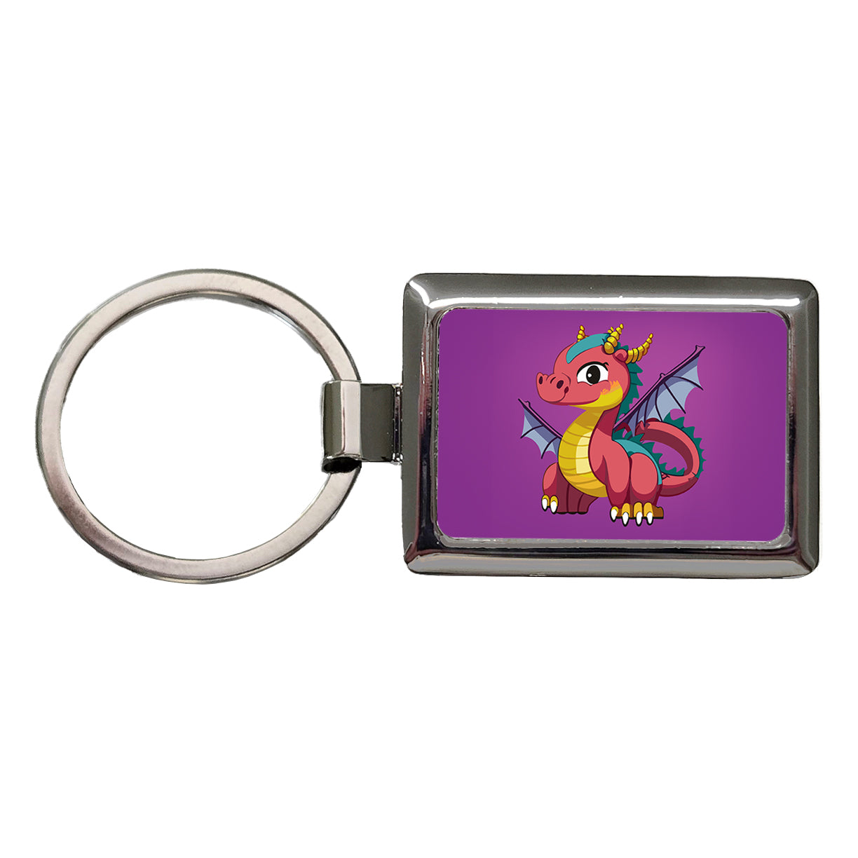 Dragon Colorful Rectangle Metal Keychain