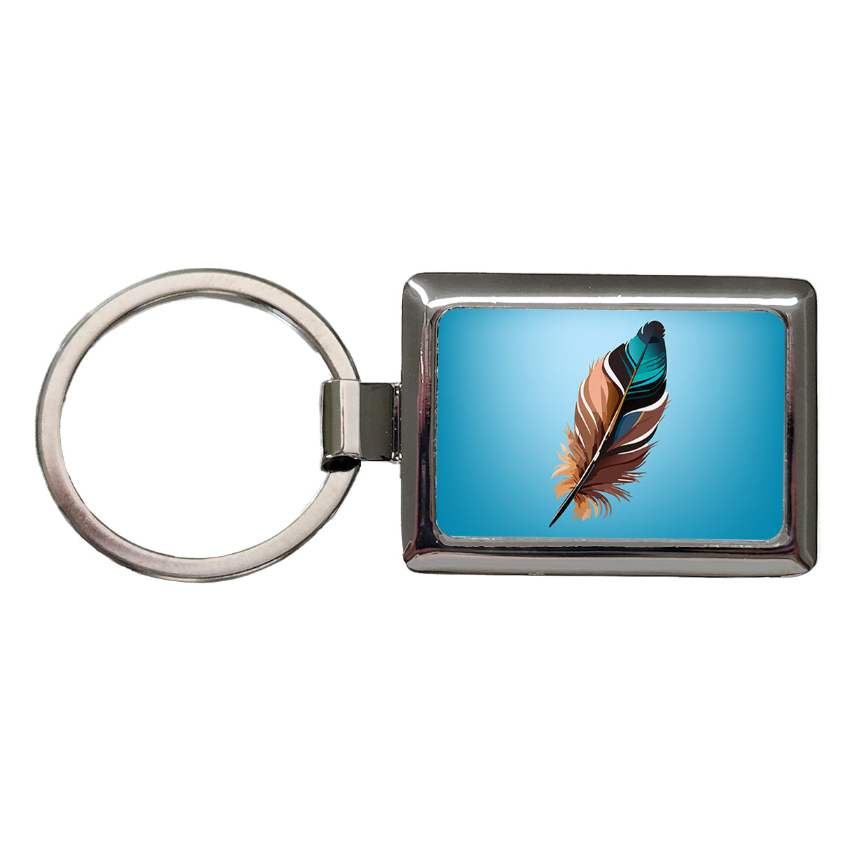 Feather Pretty Rectangle Metal Keychain
