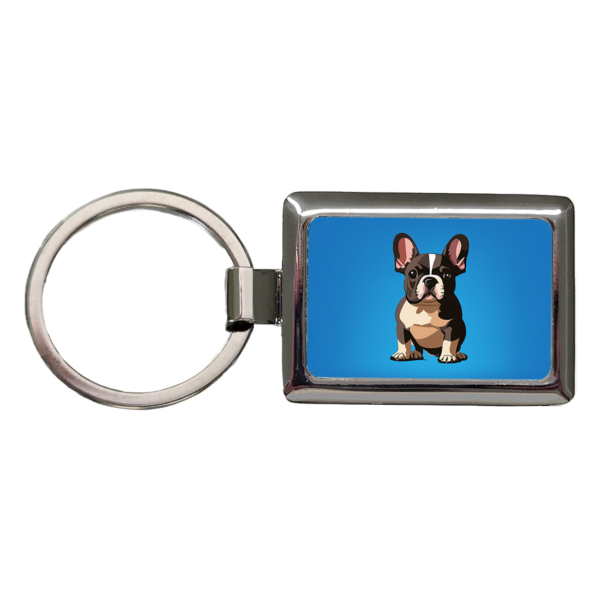 French Bulldog Dog Sitting Rectangle Metal Keychain