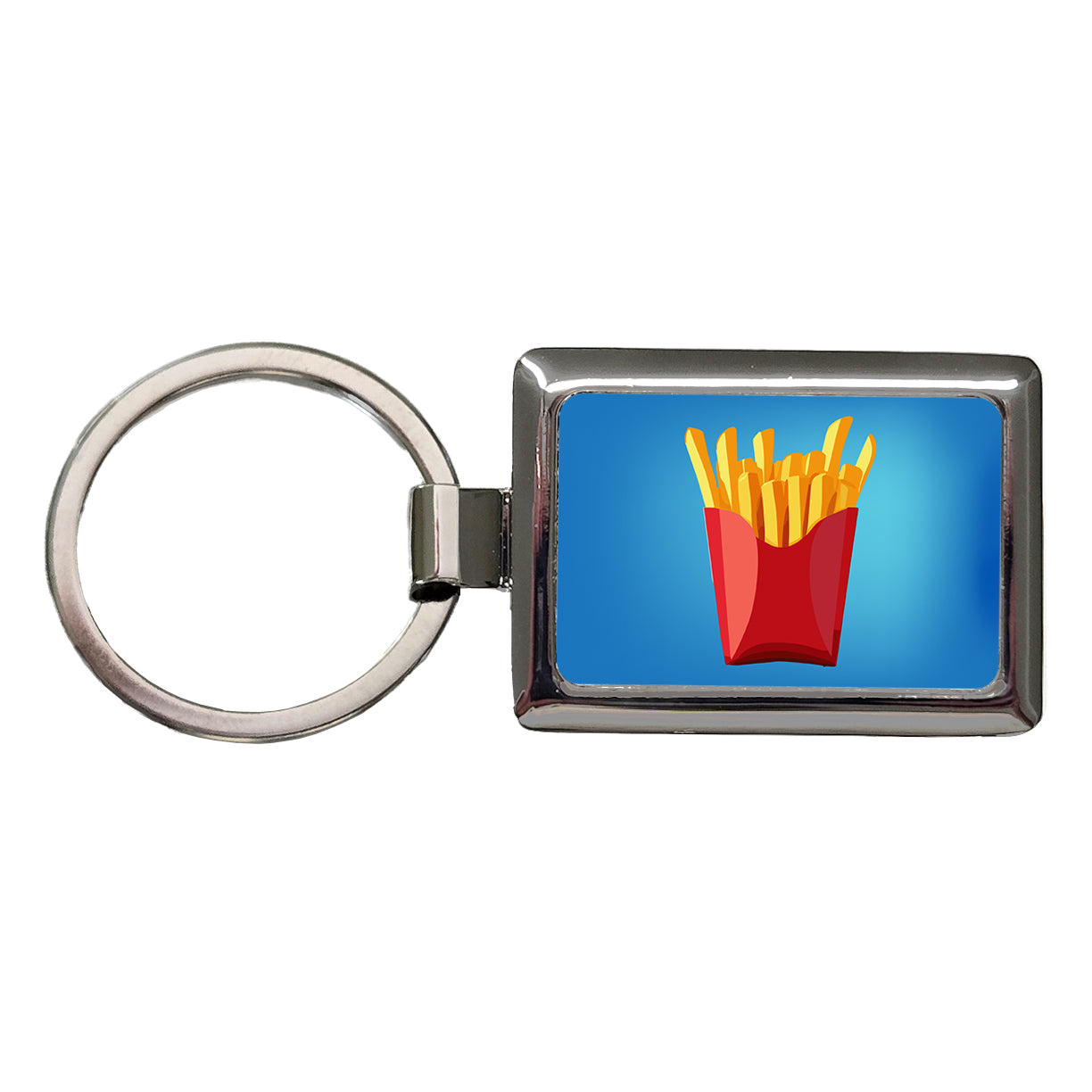 French Fries Red Container Rectangle Metal Keychain