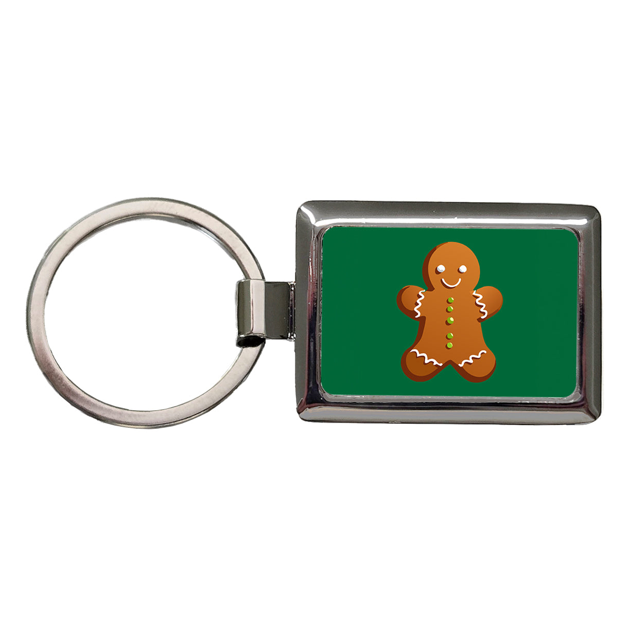 Gingerbread Man Cookie Cute Christmas Rectangle Metal Keychain