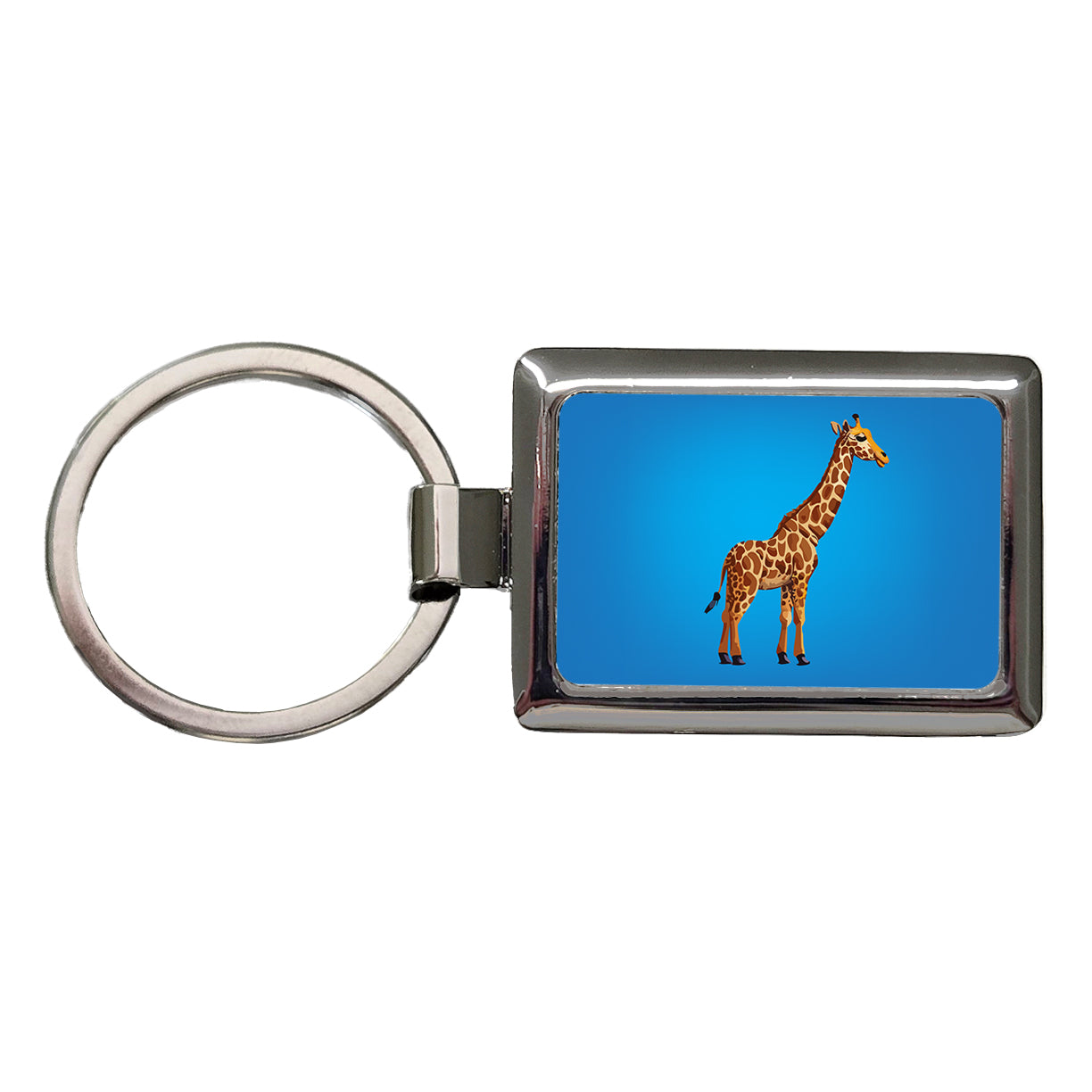 Giraffe Watercolor Rectangle Metal Keychain