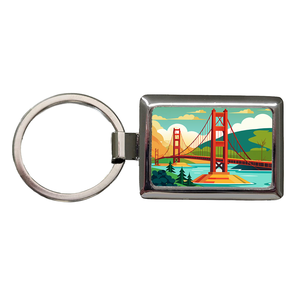 Golden Gate Bridge San Francisco Travel Rectangle Metal Keychain
