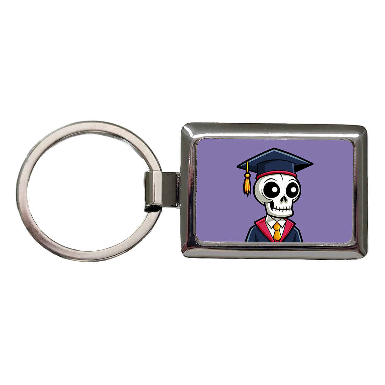 Graduate Skeleton Cute Graduation Rectangle Metal Keychain