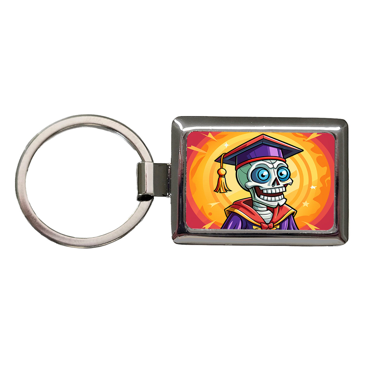 Graduate Skeleton Funny Graduation Rectangle Metal Keychain