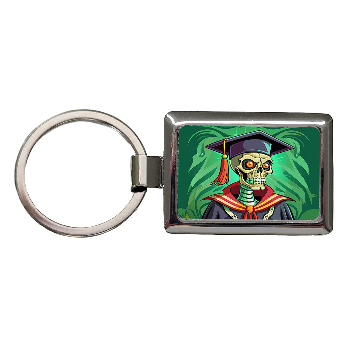 Graduate Skeleton Scary Graduation Rectangle Metal Keychain