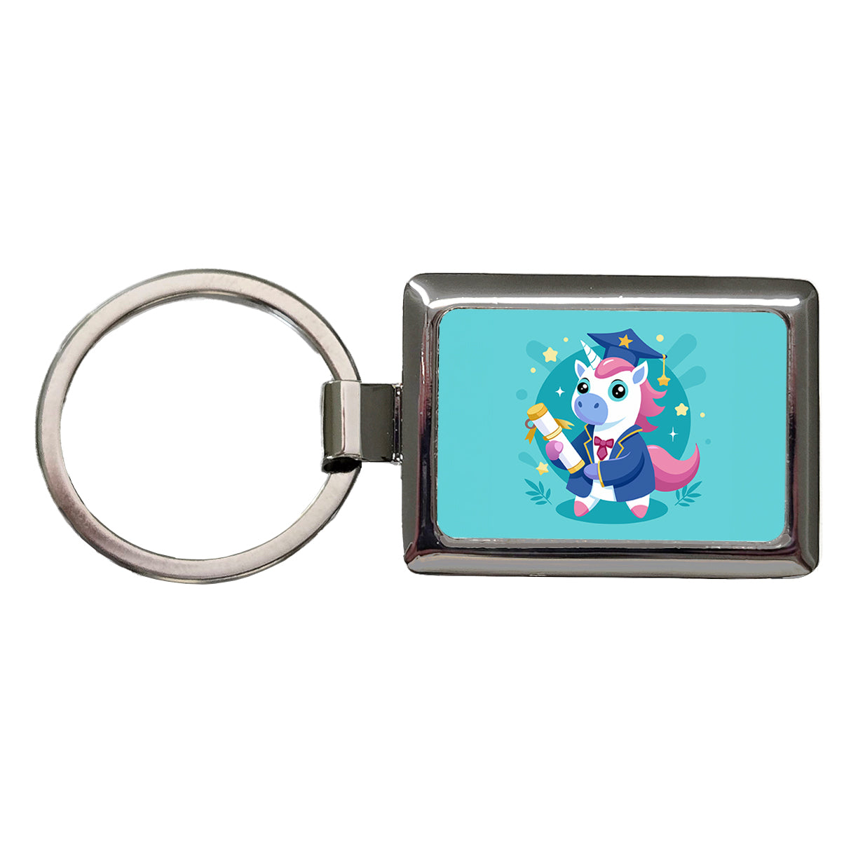 Graduate Unicorn Graduation Rectangle Metal Keychain