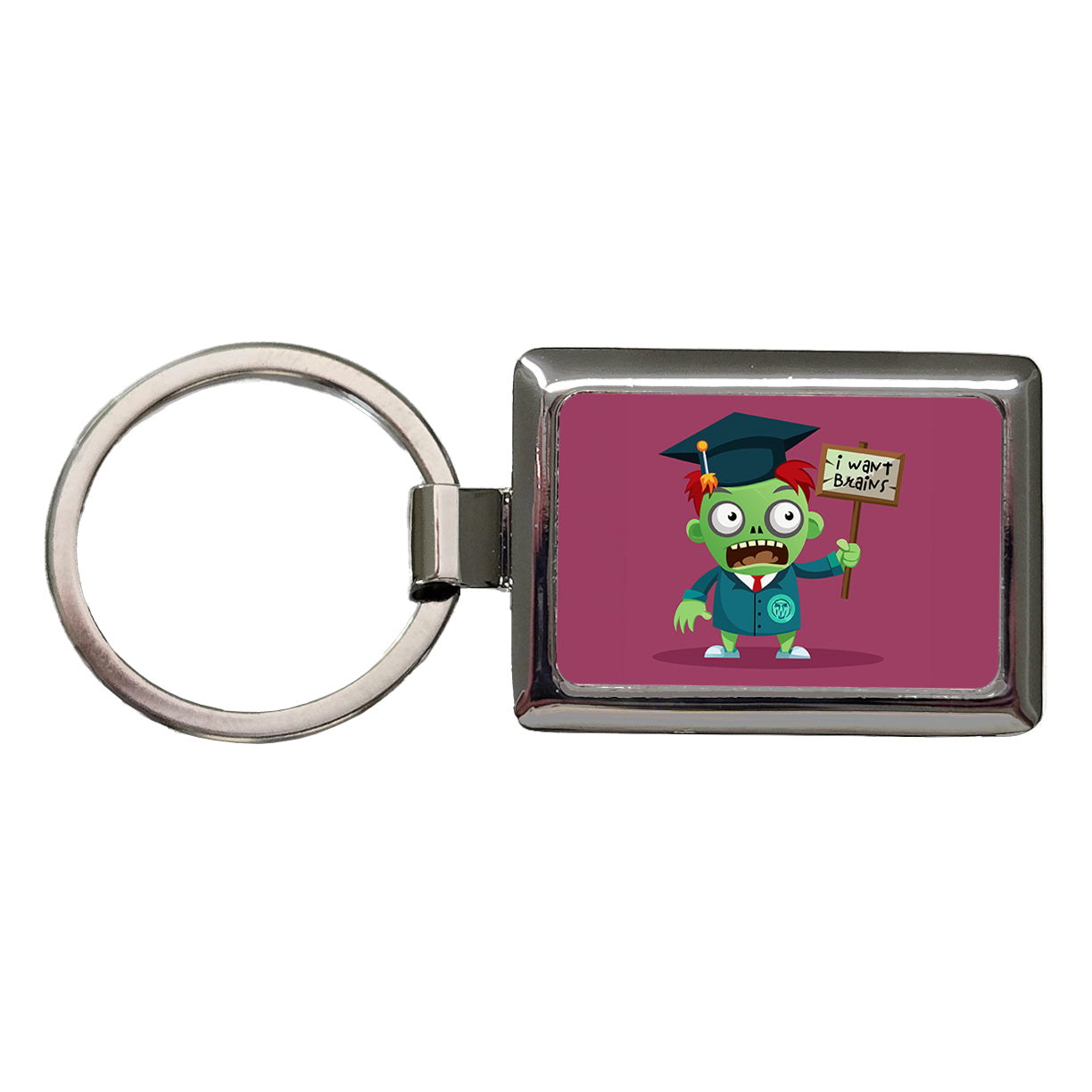 Graduate Zombie Graduation I Want Your Brains Rectangle Metal Keychain