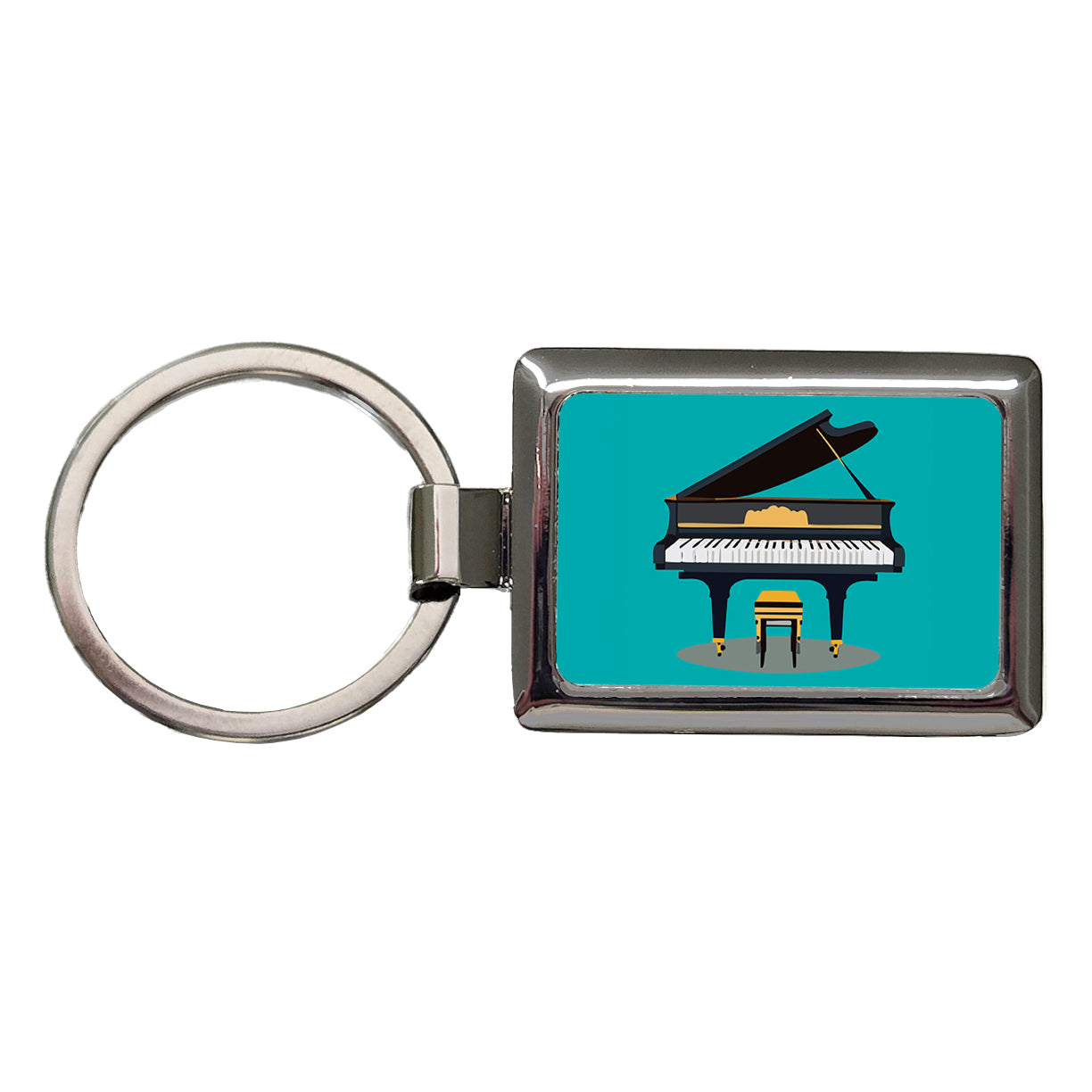 Grand Piano Music Musician Rectangle Metal Keychain