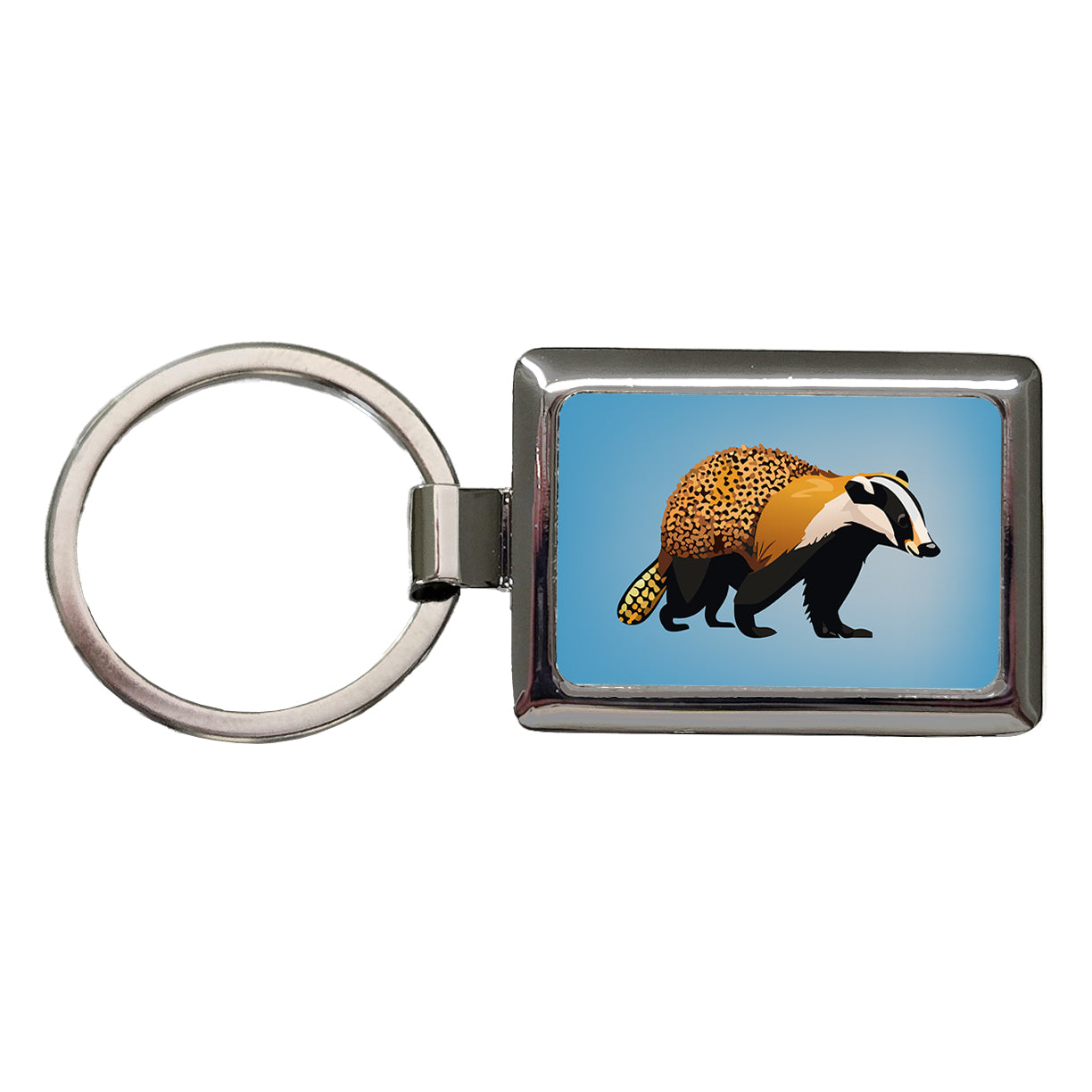 Honey Badger Walking Rectangle Metal Keychain