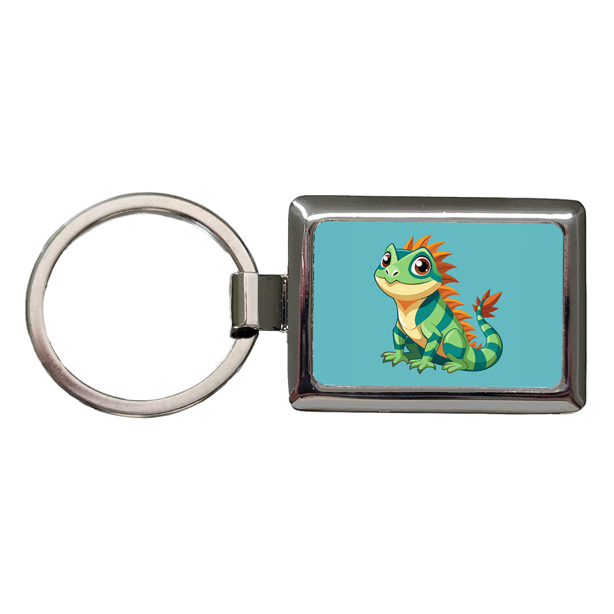 Iguana Lizard Cute Rectangle Metal Keychain