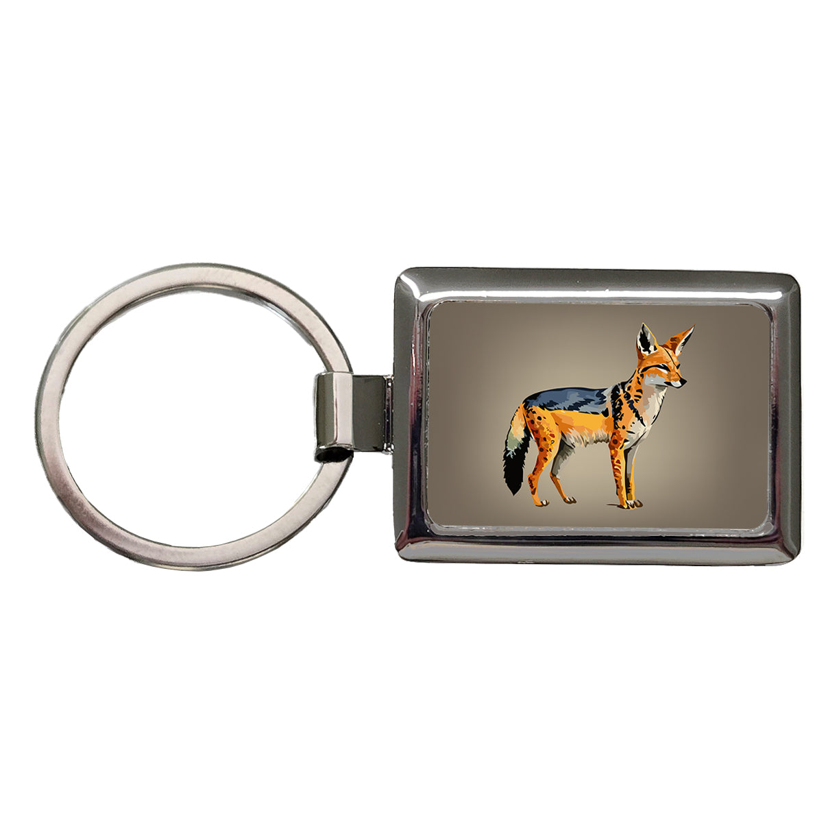 Jackal Watercolor Rectangle Metal Keychain