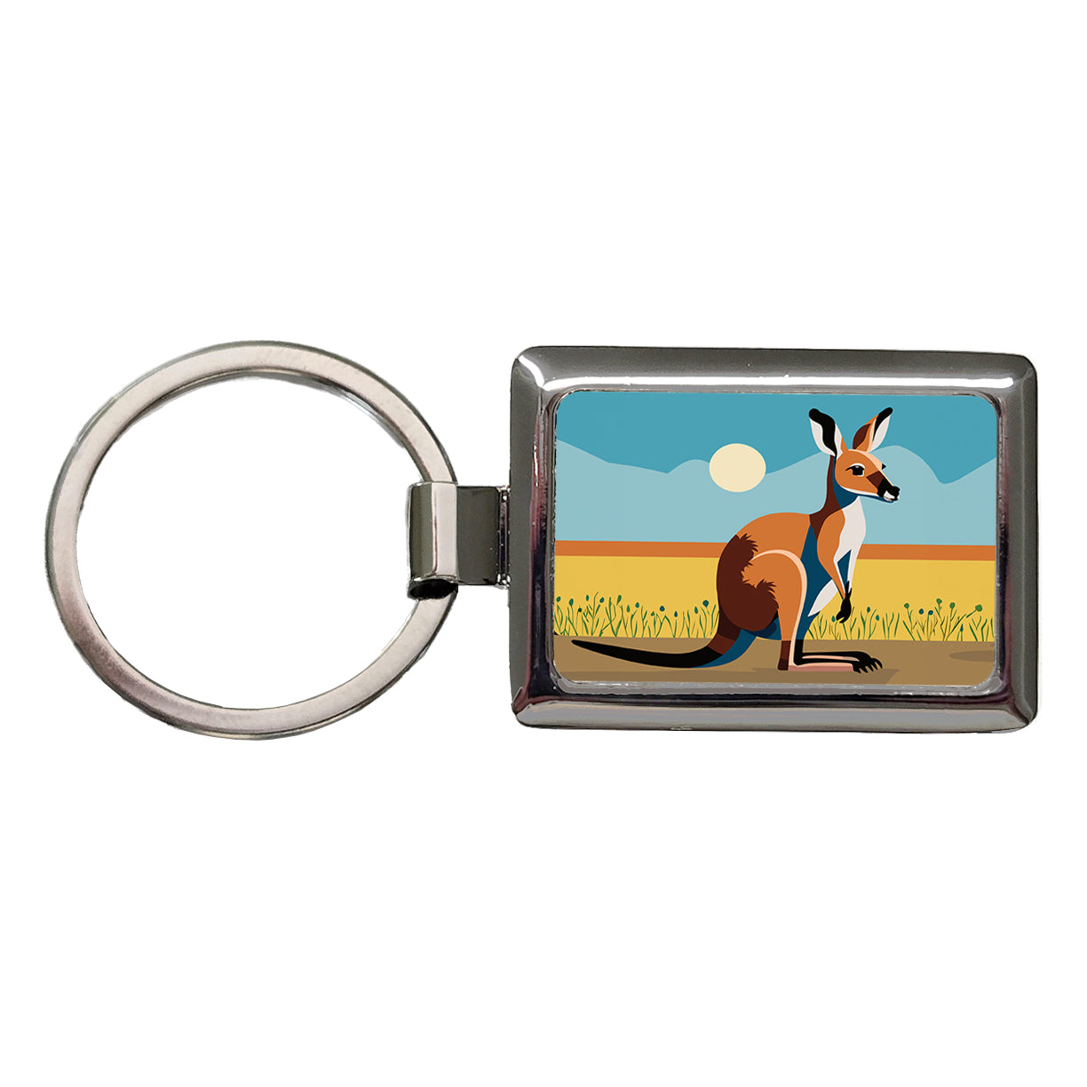 Kangaroo Australia Rectangle Metal Keychain