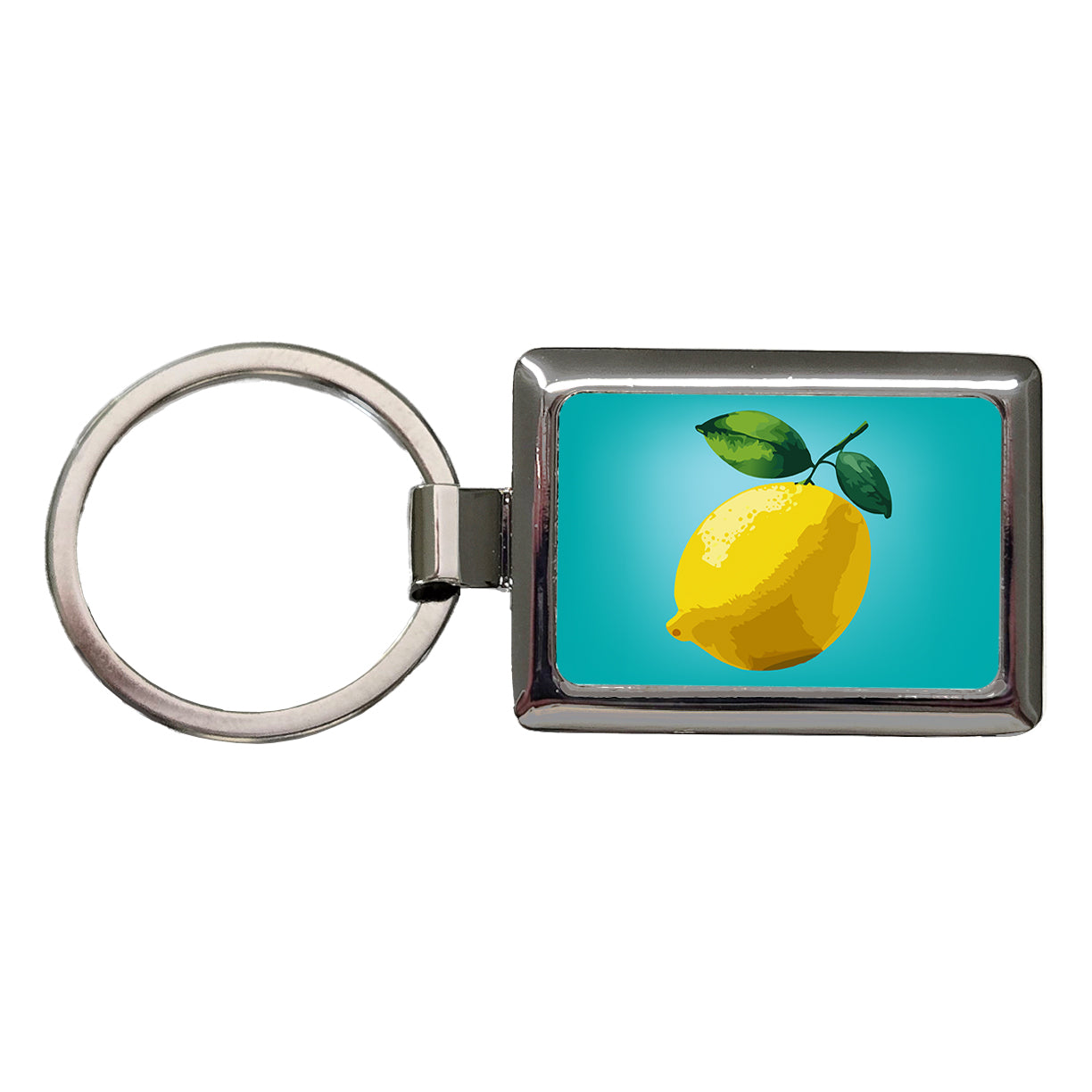 Lemon Fruit Citrus Rectangle Metal Keychain