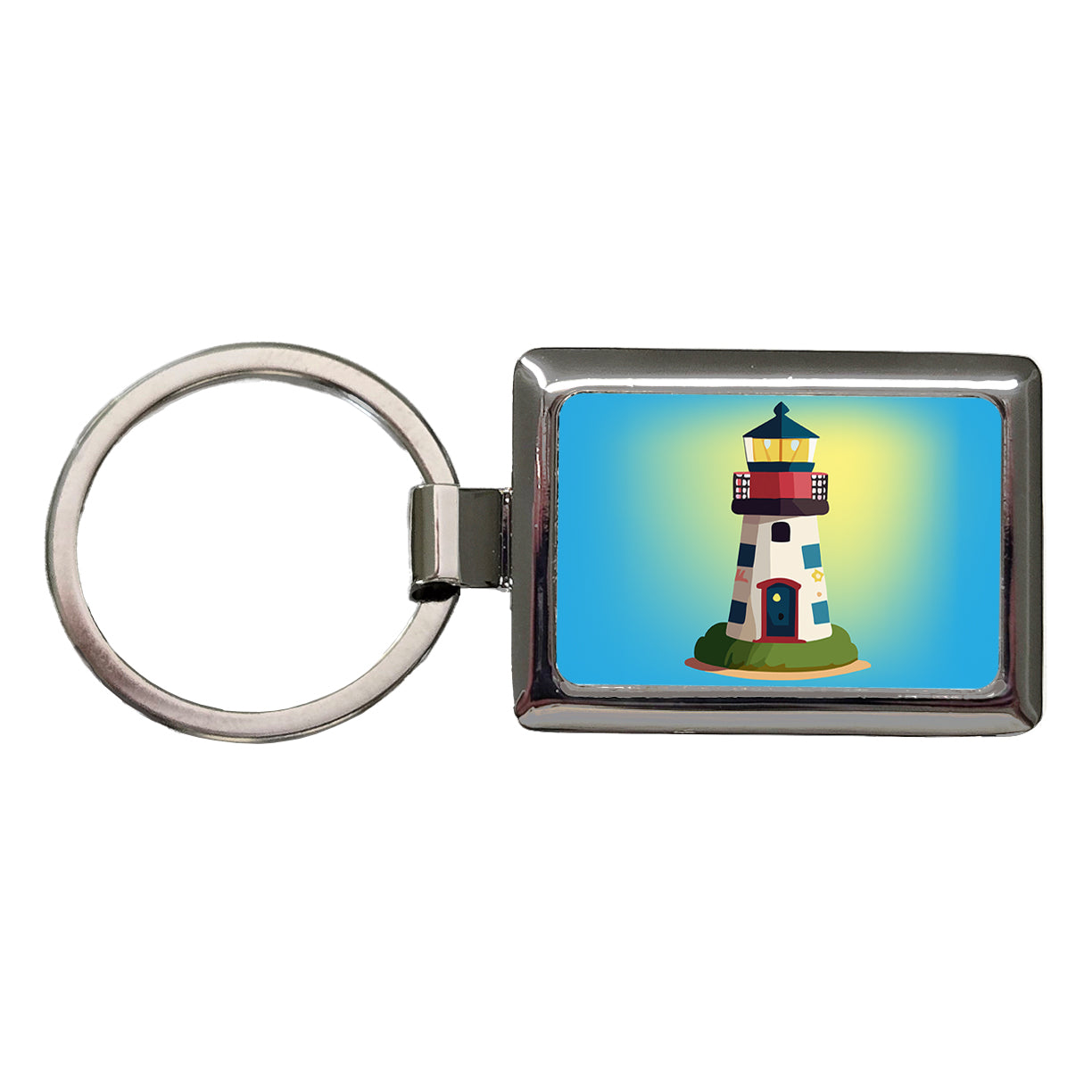 Lighthouse Light House Landmark Ocean Rectangle Metal Keychain