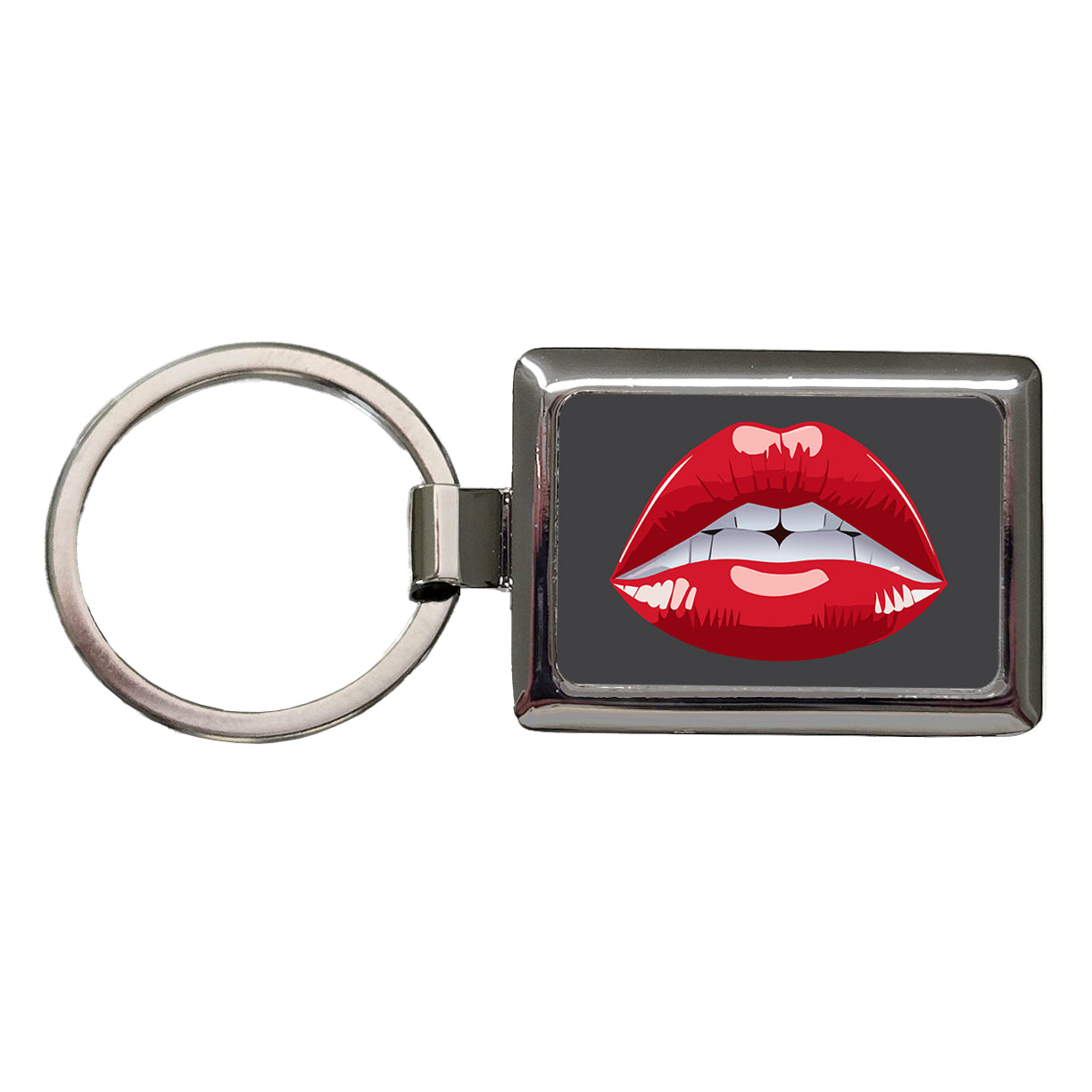 Lips Red Lipstick Mouth Rectangle Metal Keychain