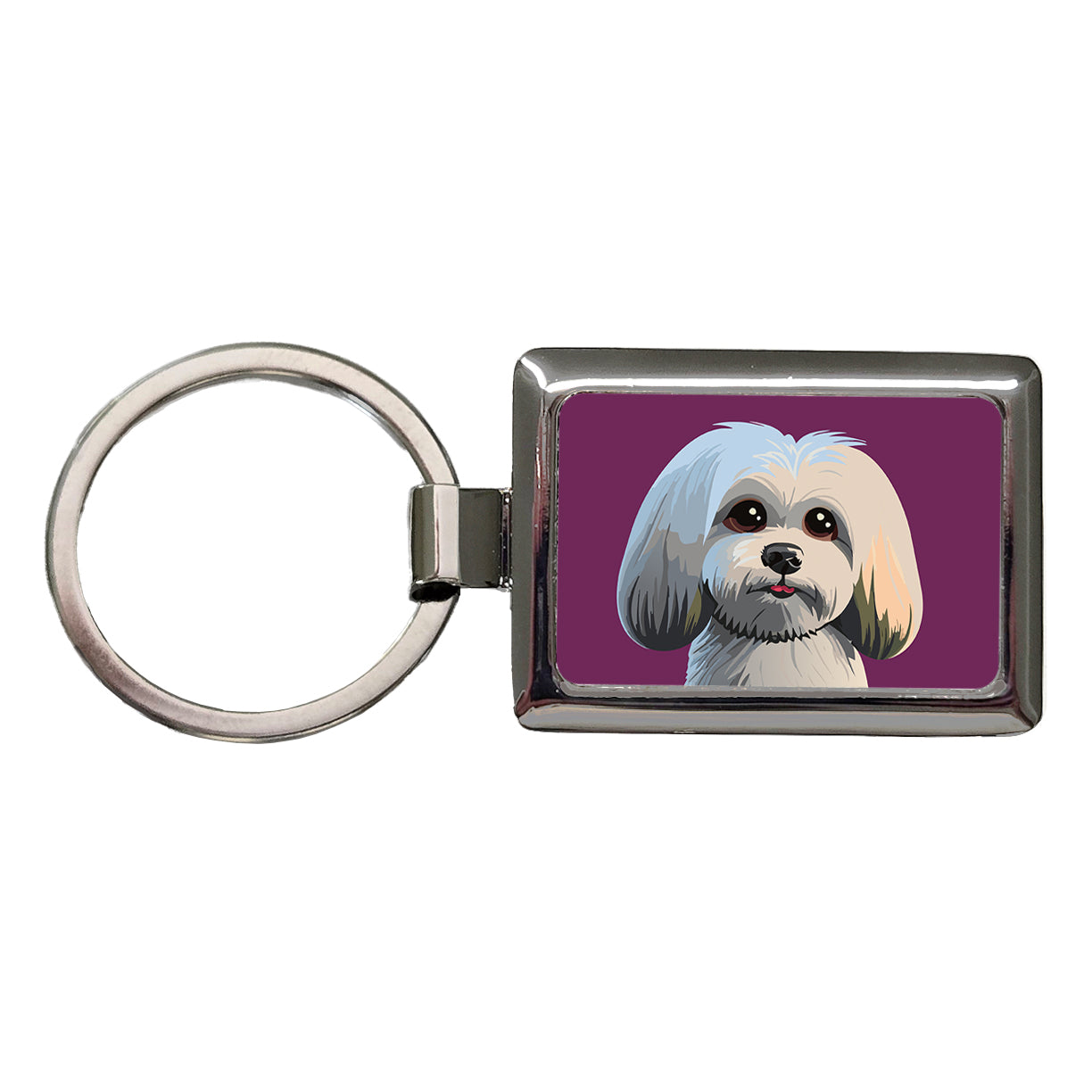 Maltese Dog Cute Rectangle Metal Keychain