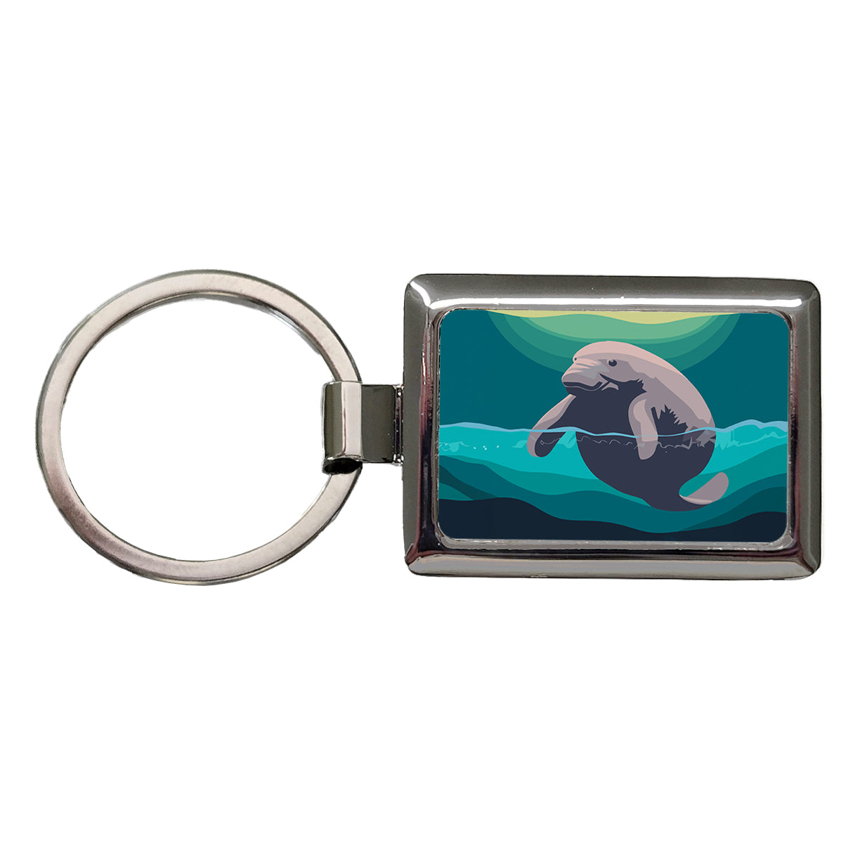Manatee Ocean Sea Animal Rectangle Metal Keychain