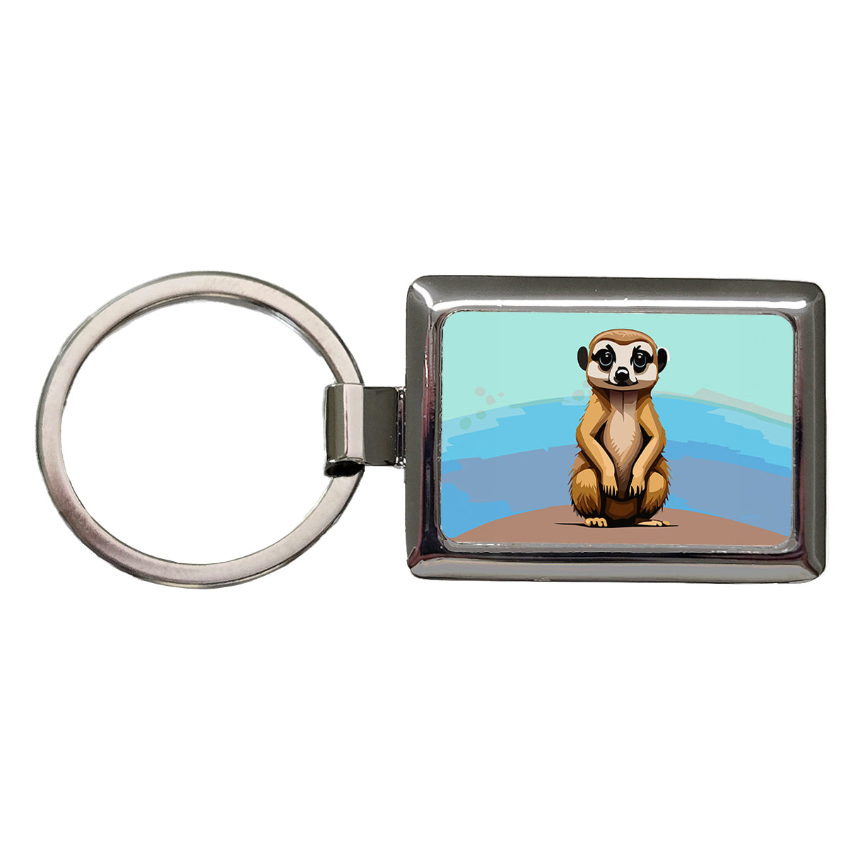 Meerkat Animal Cute Rectangle Metal Keychain