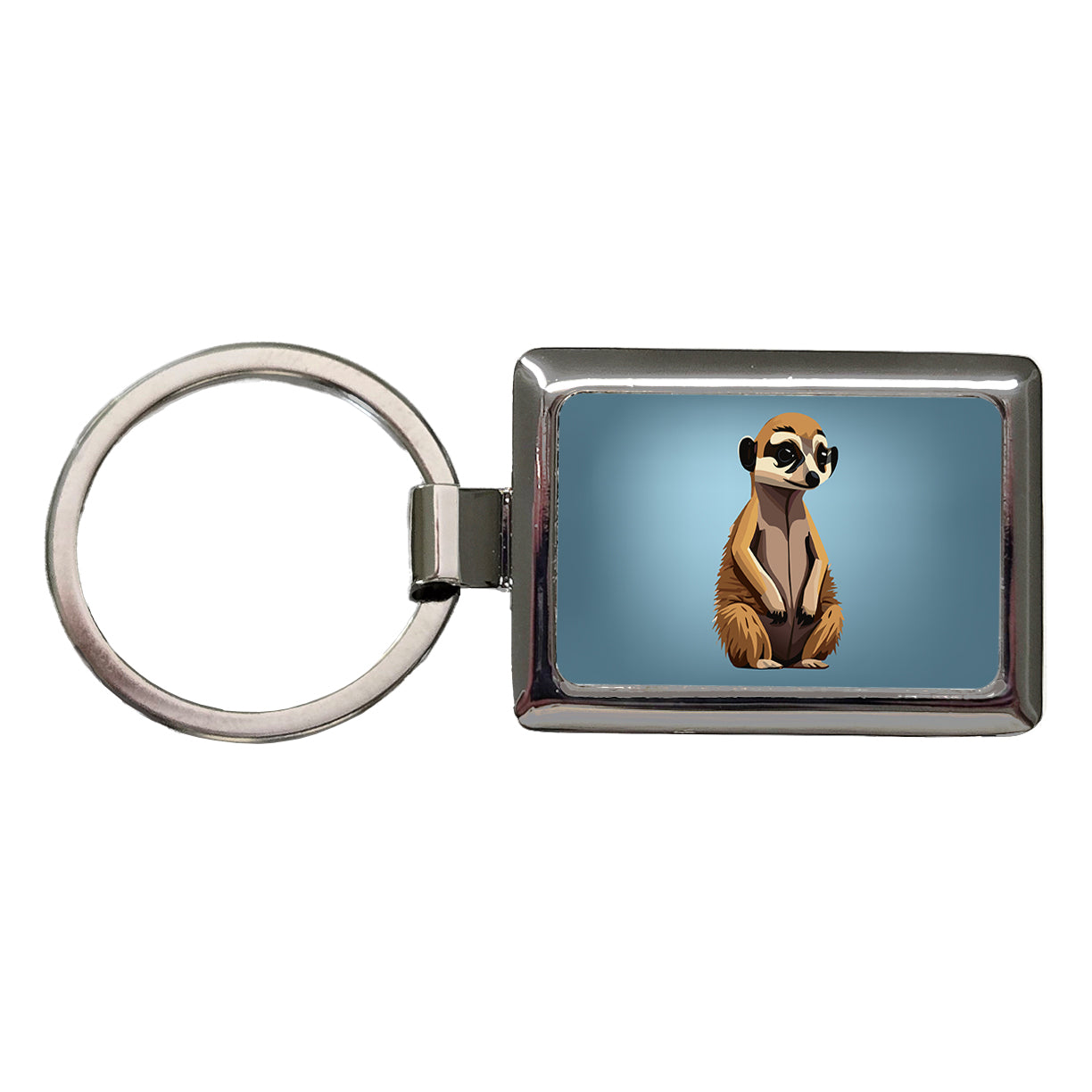 Meerkat Small Mongoose Sitting Rectangle Metal Keychain