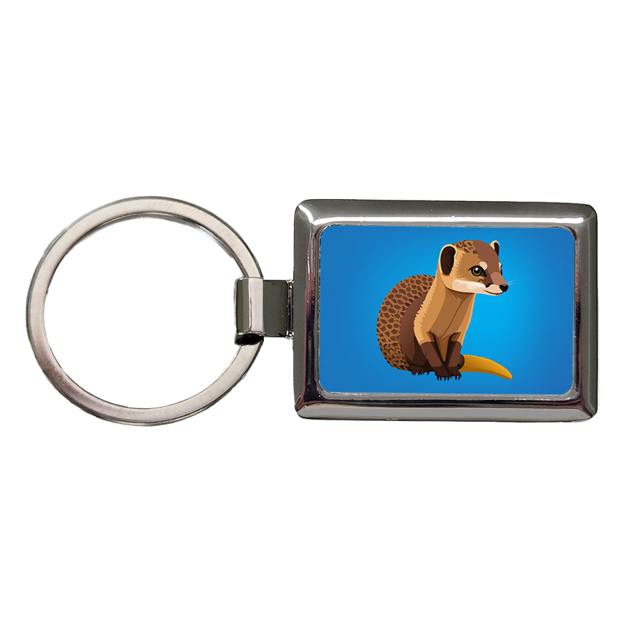 Mongoose Animal Rectangle Metal Keychain