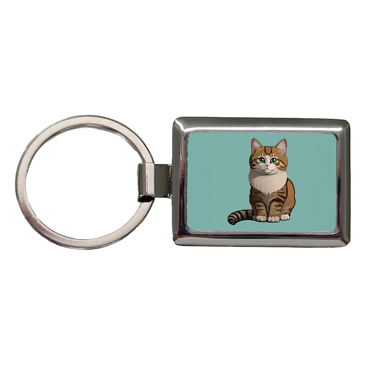 Munchkin Cat Sitting Rectangle Metal Keychain