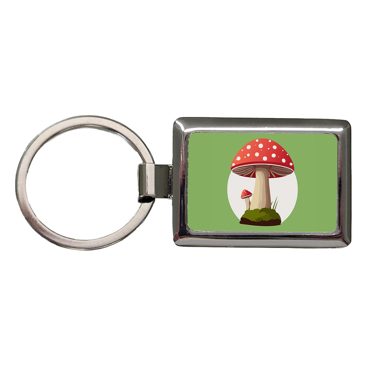 Mushroom Toadstool Red Woodland Rectangle Metal Keychain