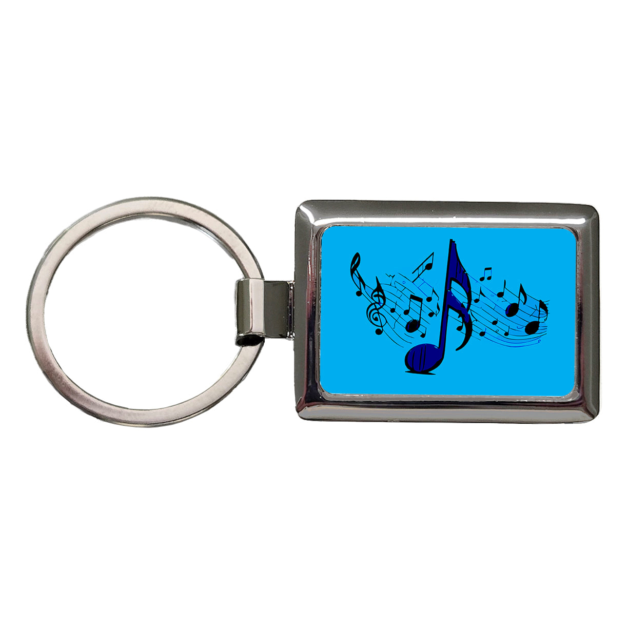 Music Notes Artistic Rectangle Metal Keychain