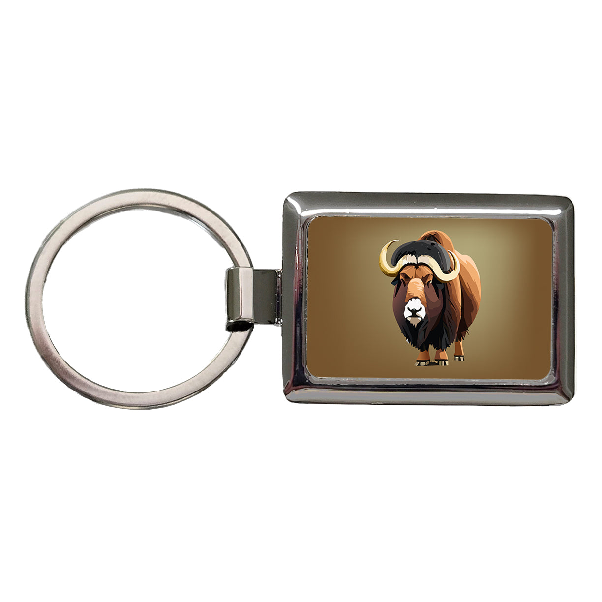 Muskox Musk Ox Shaggy Arctic Animal Rectangle Metal Keychain